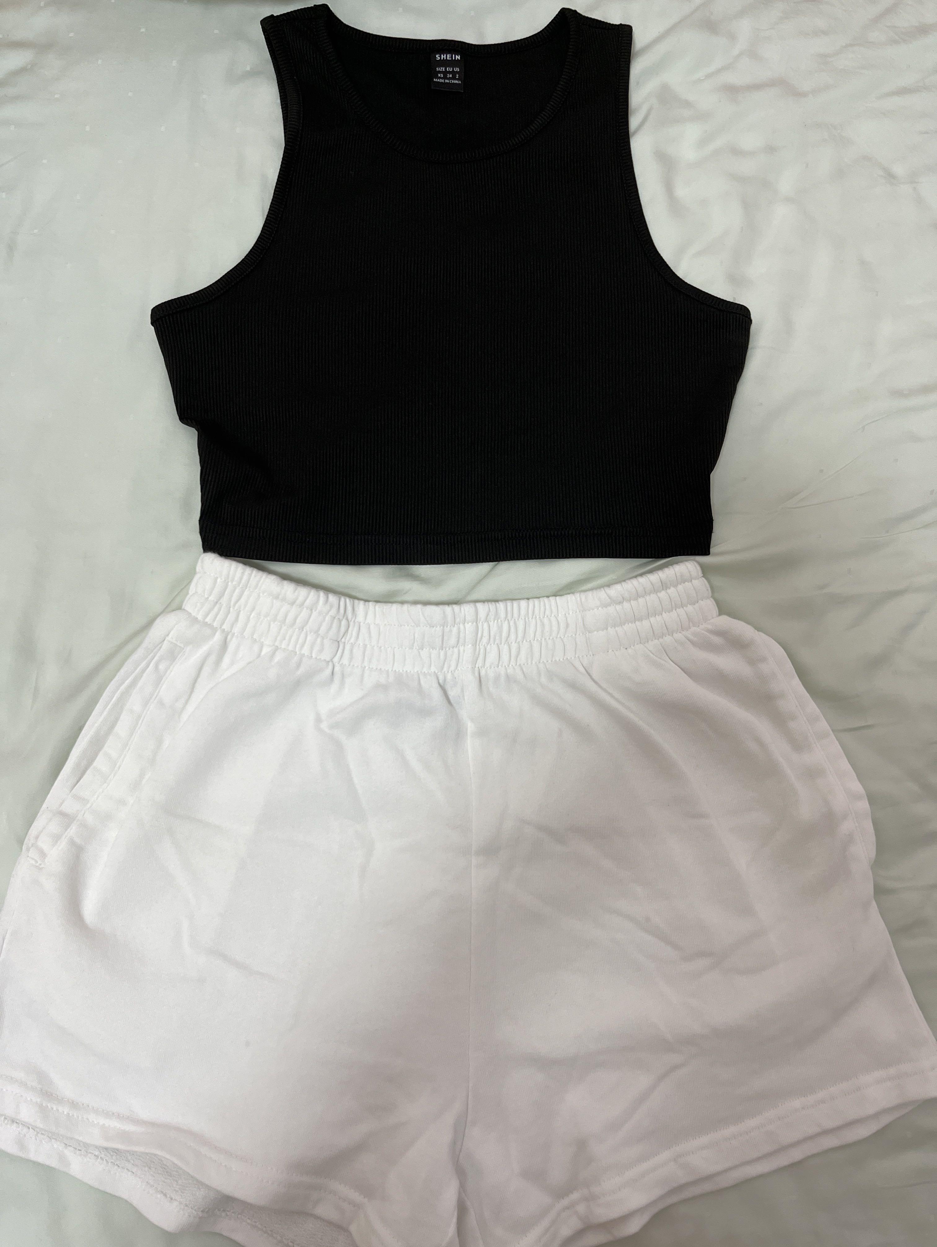 White shorts black clearance top