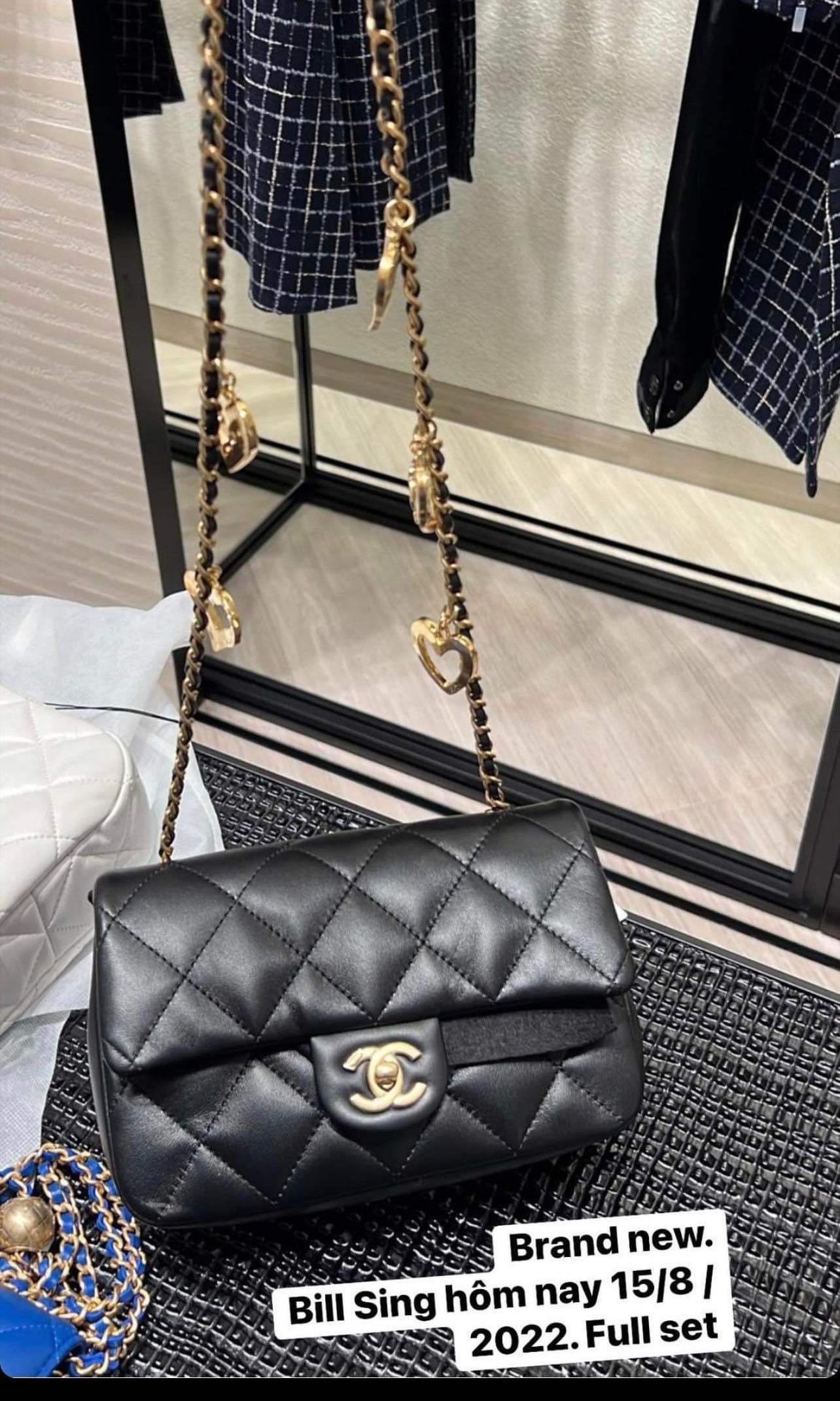 Chanel 2022 Mini Heart Charm Flap Bag