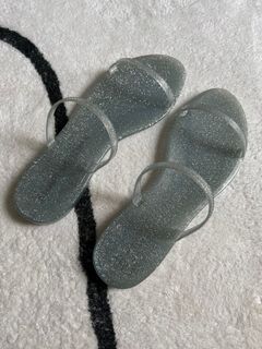 ❗️SALE❗️BNEW Stuart Weitzman Jelly Slides in Silver US 9.5 10 Authentic