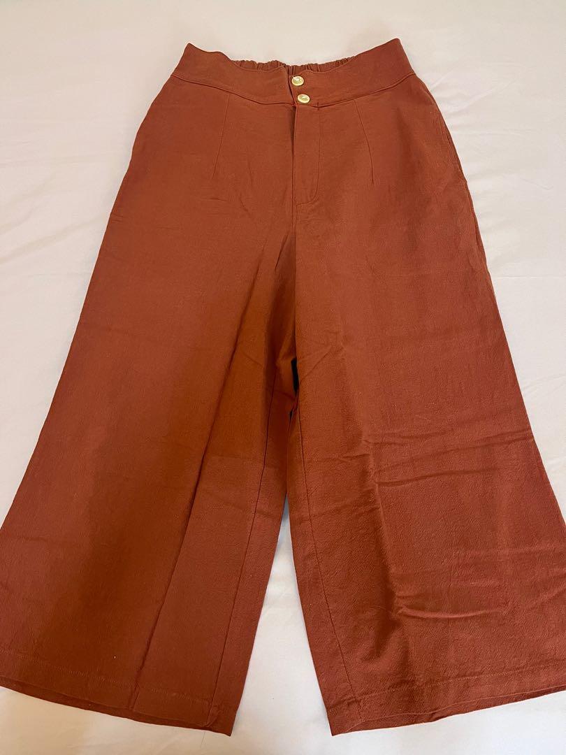 Burnt Orange Linen Pants, Women's Fashion, Bottoms, Other Bottoms on