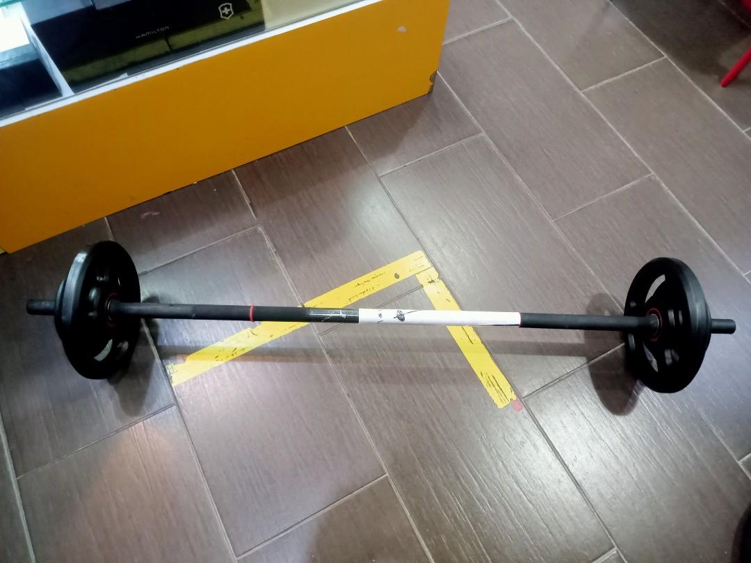 Domyos Black Exerciser Barbell With Weight Plate 20kg With Clip