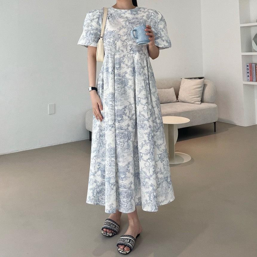 knee length dresses for ladies Black Korean Style Cotton Linen Falbala Bat Sleeve Round Neck Loose Women Clothes Q8300B S / Black main image 1