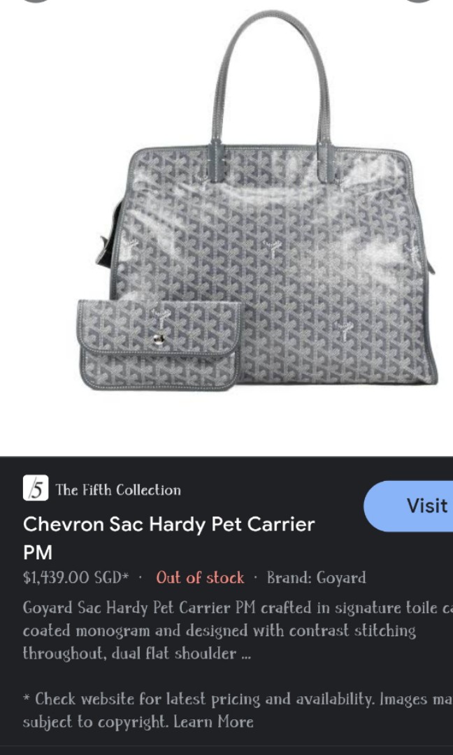 Goyard Tote Pet bag, Bags, Goyard Hardy Pet Carrier Coated Canvas Pm Gray