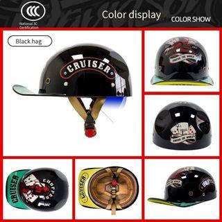  3/4 Adult Motorcycle Half Helmets with Sunshield Baseball Cap  German Style Leather Jet Helmet DOT Approved Open-Face Motorbike Safety  Helmets for Men and Women 1,M:56-57CM : Automotive