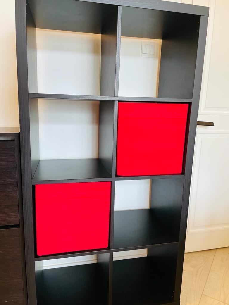 Ikea with drona boxes kallax storage brown, 傢俬＆家居, 傢俬, 書櫃、櫃子