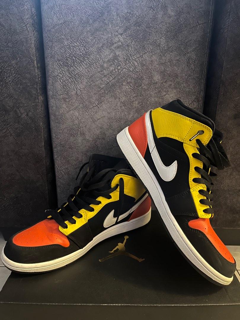 Air jordan 1 mid black amarillo orange on sale