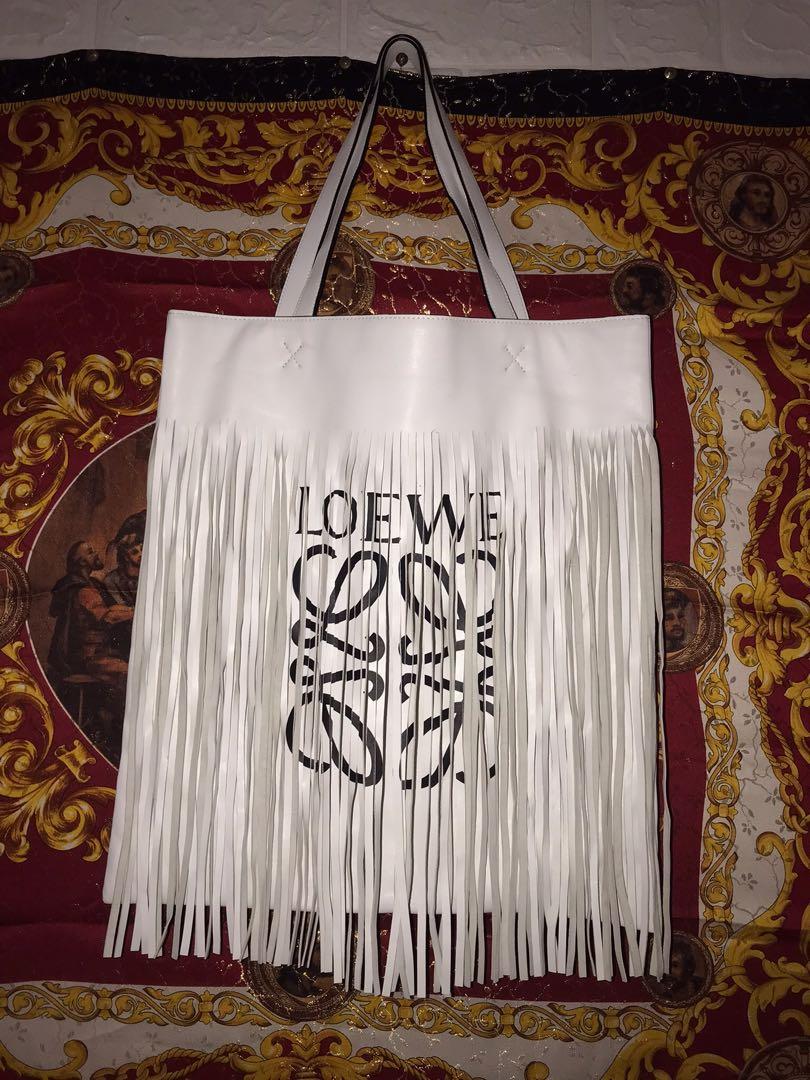 Loewe ss18 vertical fringe tote bag