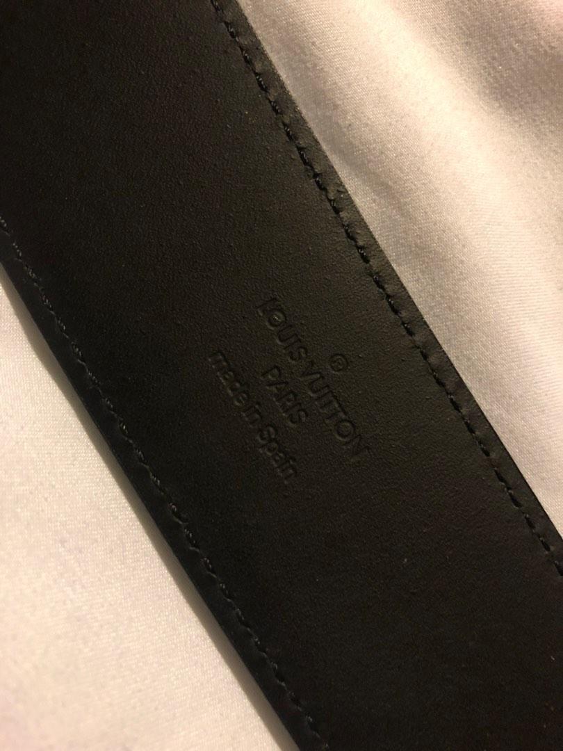 Authenticated Used LOUIS VUITTON Louis Vuitton Sunture LV Initial M9808 Damier  Graphite Belt Men's Black Made in Spain 