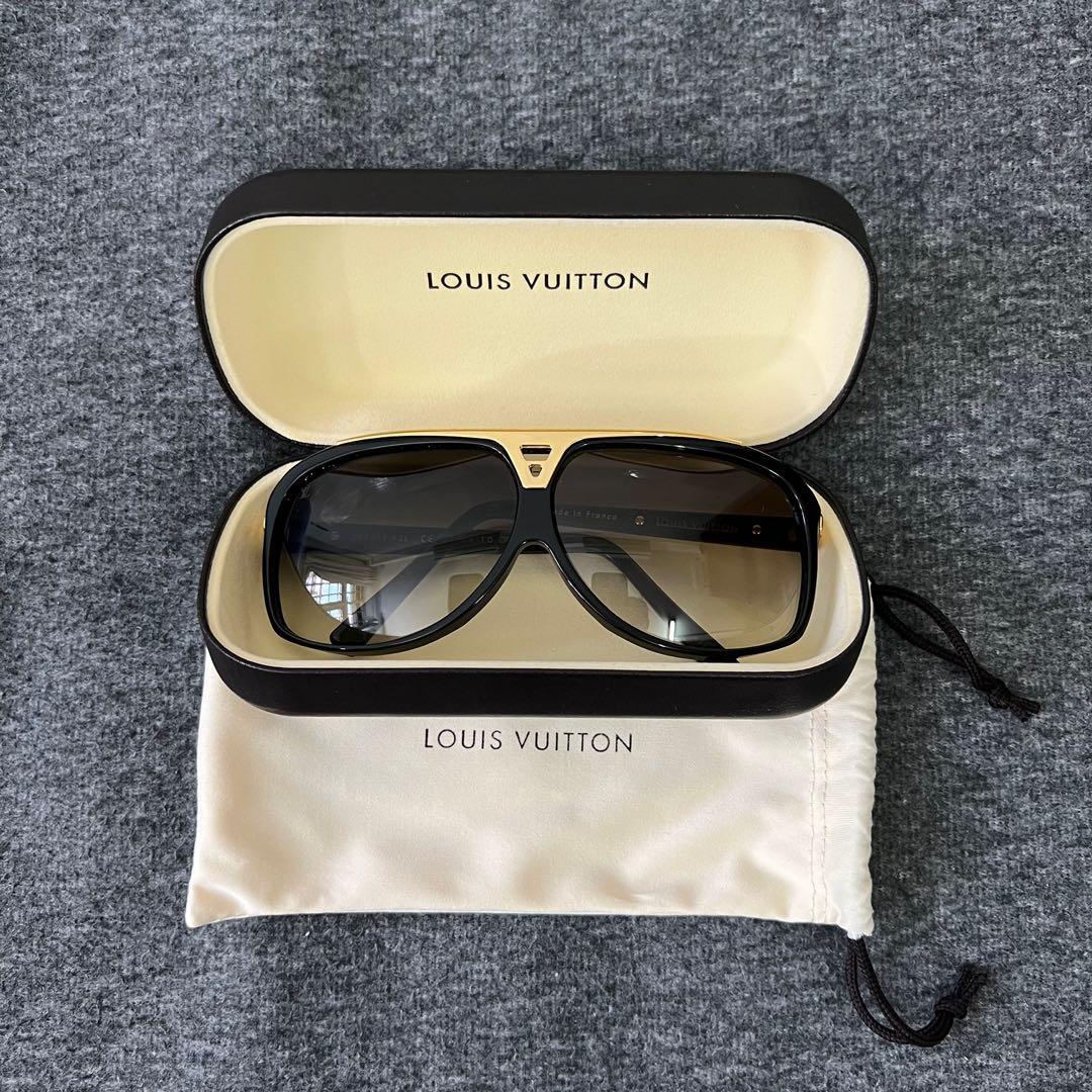 LOUIS VUITTON Z0350E Evidence Sunglasses 66-7 Black Gold Mens Made in  France 013