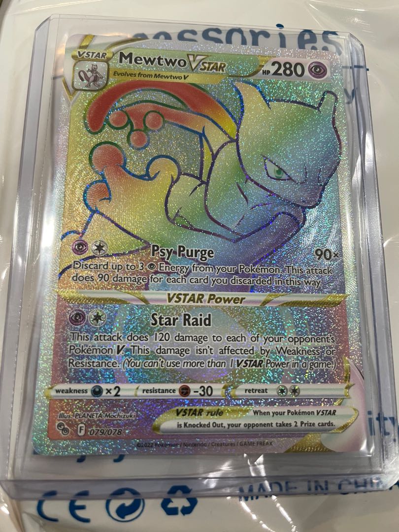 Mewtwo V Star (Rainbow Rare), Hobbies & Toys, Toys & Games on Carousell