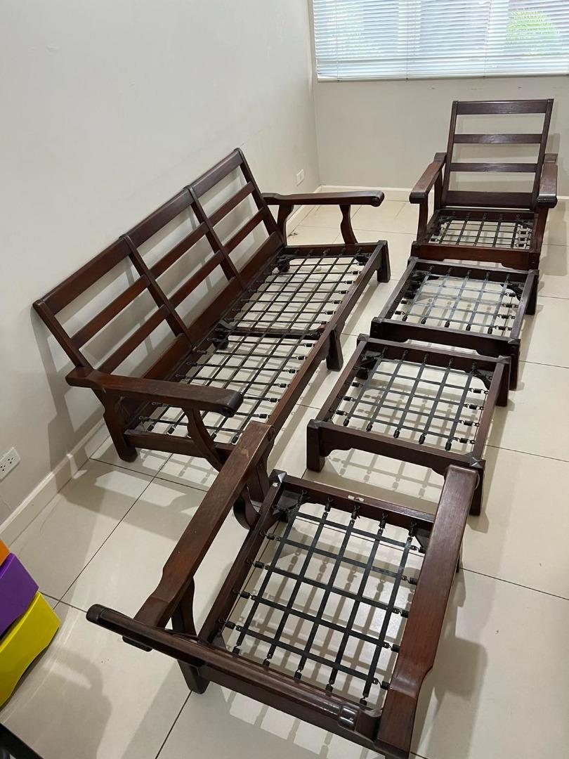 Narra sofa set; solid wood with cushions, Furniture & Home Living