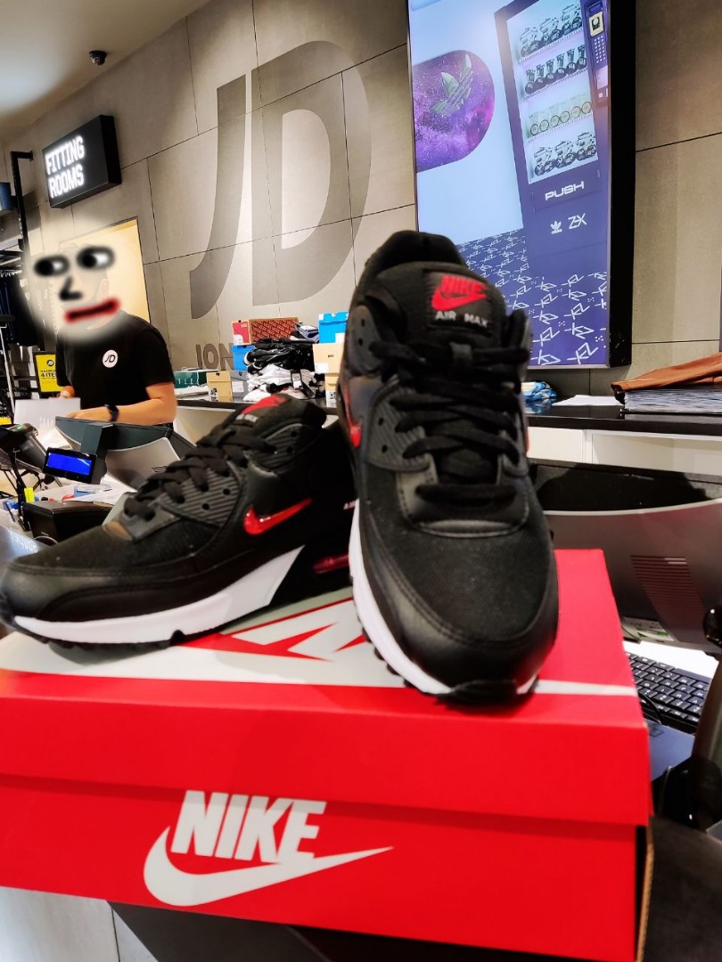 mens nike air max 90 black and red