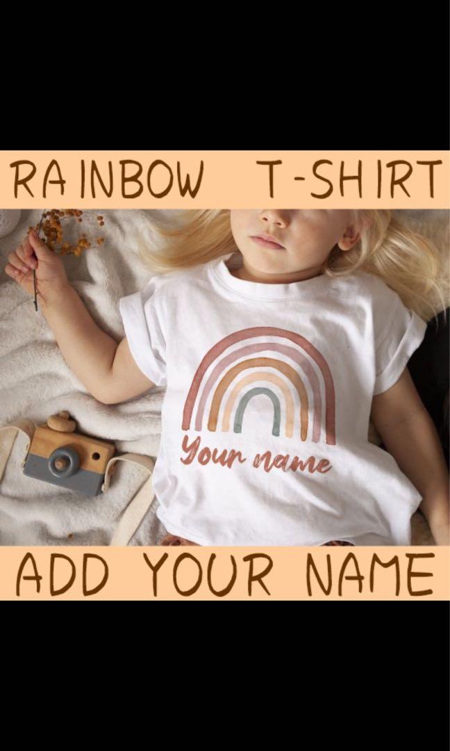 PO Personalised Rainbow T Shirt Custom Name Baby Girl Boy T shirt Casual Tops Tee Cartoon Rainbow shirt
