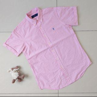 POLO Ralph Lauren 短袖襯衫 粉紅條紋 M