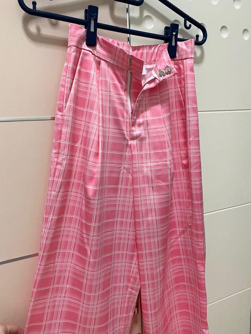 POMELO PINK CHECKERED PANTS, Fesyen Wanita, Pakaian Wanita, Bawahan di
