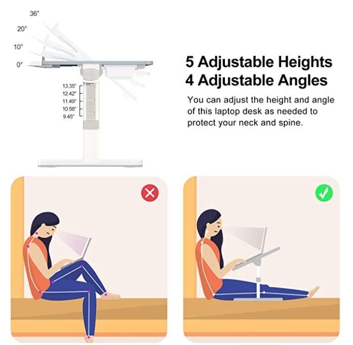 Portable laptop table height adjustable study table on bed foldable ...