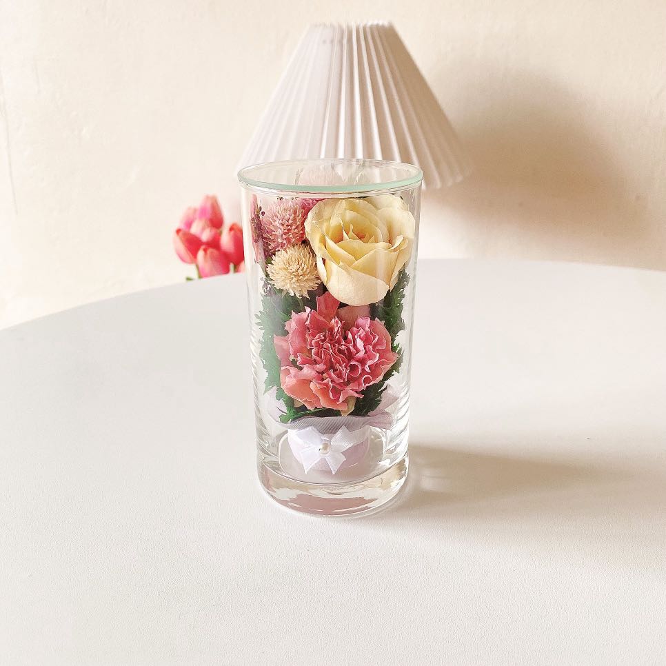 SALE Preserved Flowers in Glass, Furniture & Home Living, Home Decor