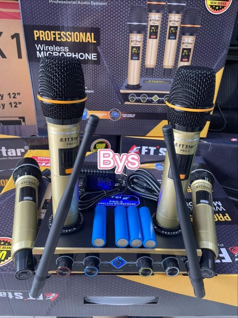 Pro 5 Four channels wireless Microphone, Audio, Microphones on Carousell