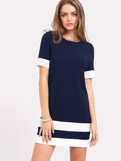SHEIN Color Block Stripe Shift Dress (L)