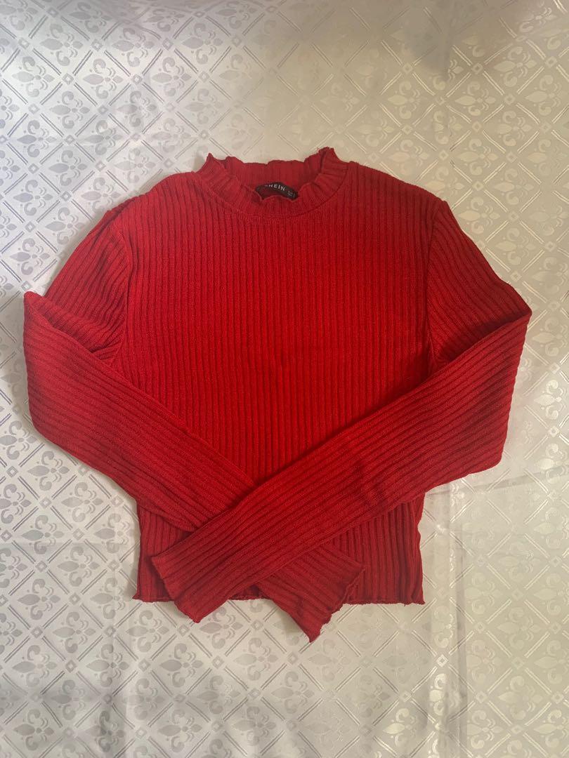 Shein red sweater Women s Fashion Tops Longsleeves on Carousell