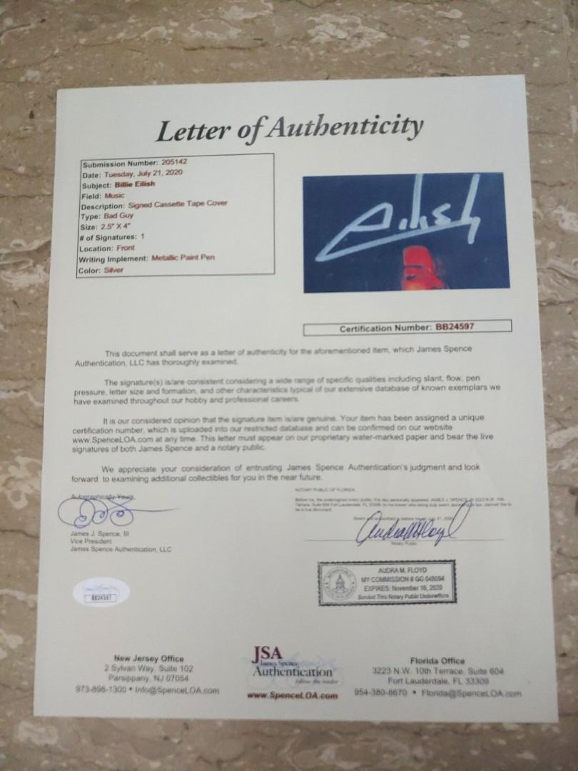 Billie Eilish CD Cover Signed Certified Authentic PSA/DNA COA