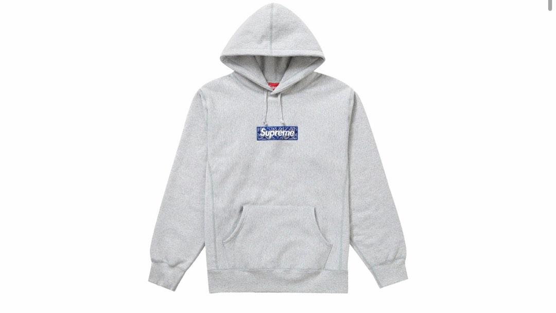 size xl] grey ~Supreme Bandana Box Logo Hooded Sweatshirt, 男裝