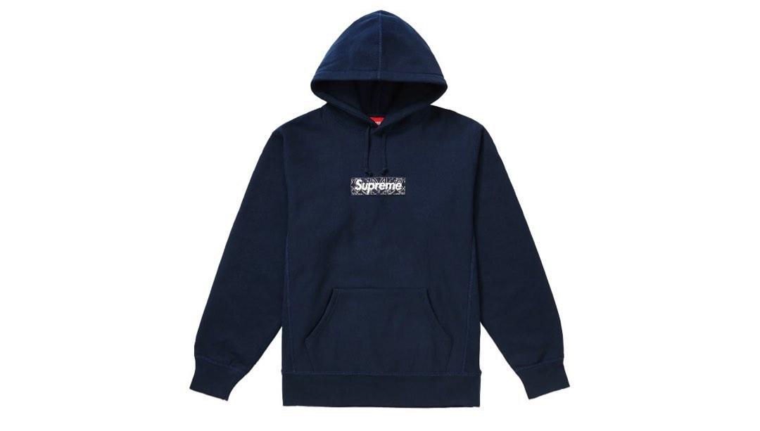 size XL] Navy ~ Supreme Bandana Box Logo Hooded Sweatshirt, 男裝