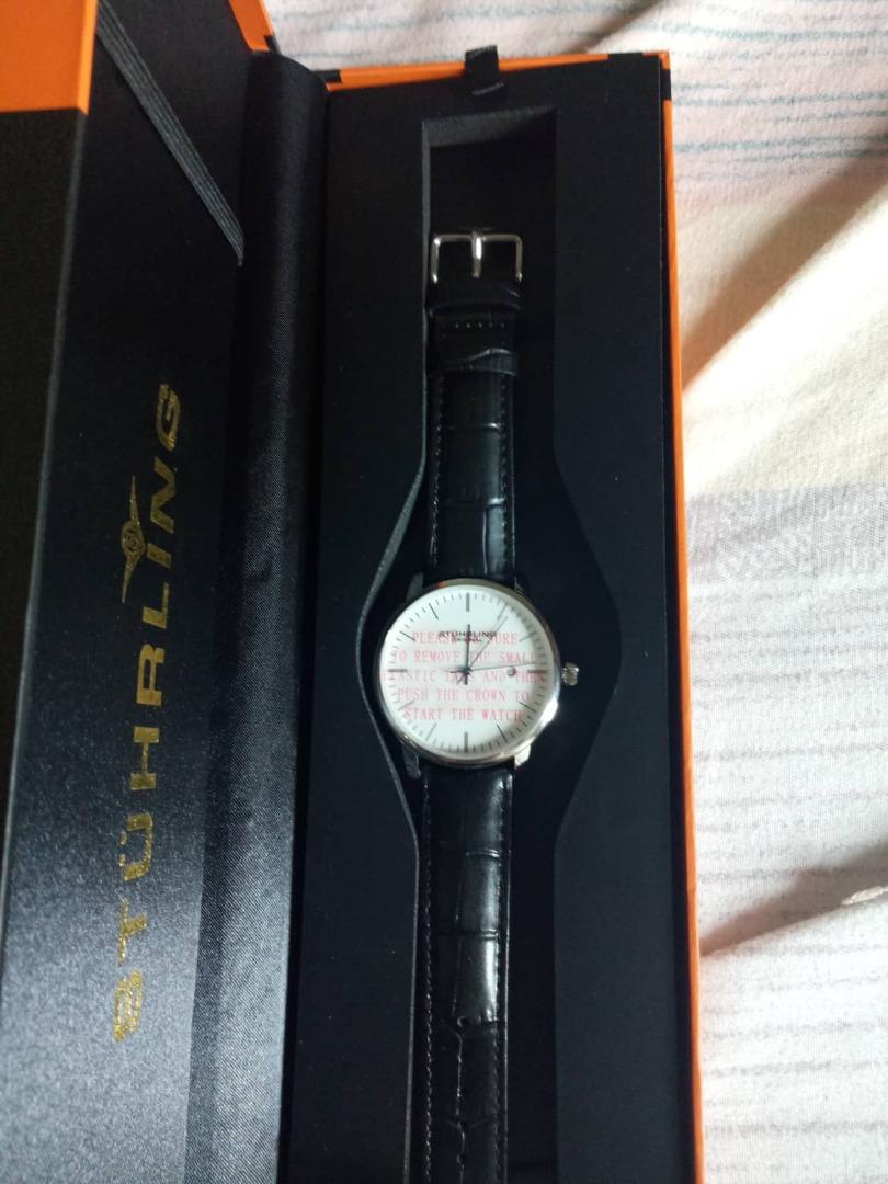 Stuhrling Original Symphony 3997 Quartz 34mm Male Silver Black Watch