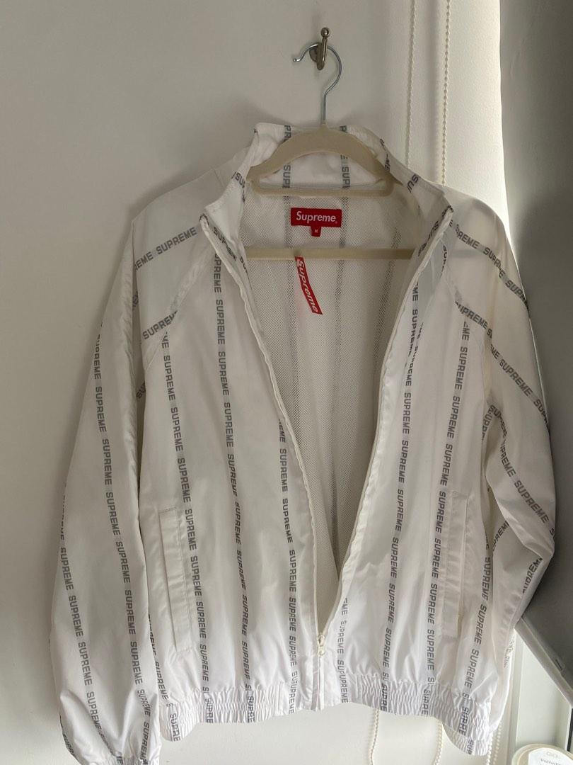Supreme reflective text track jacket hot sale