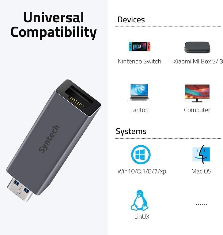 Syntech USB to Adapter, USB 3.0 to RJ45 10/100/1000 Gigabit