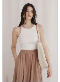 The Willow Label Ami High Neck Knit Tank in White