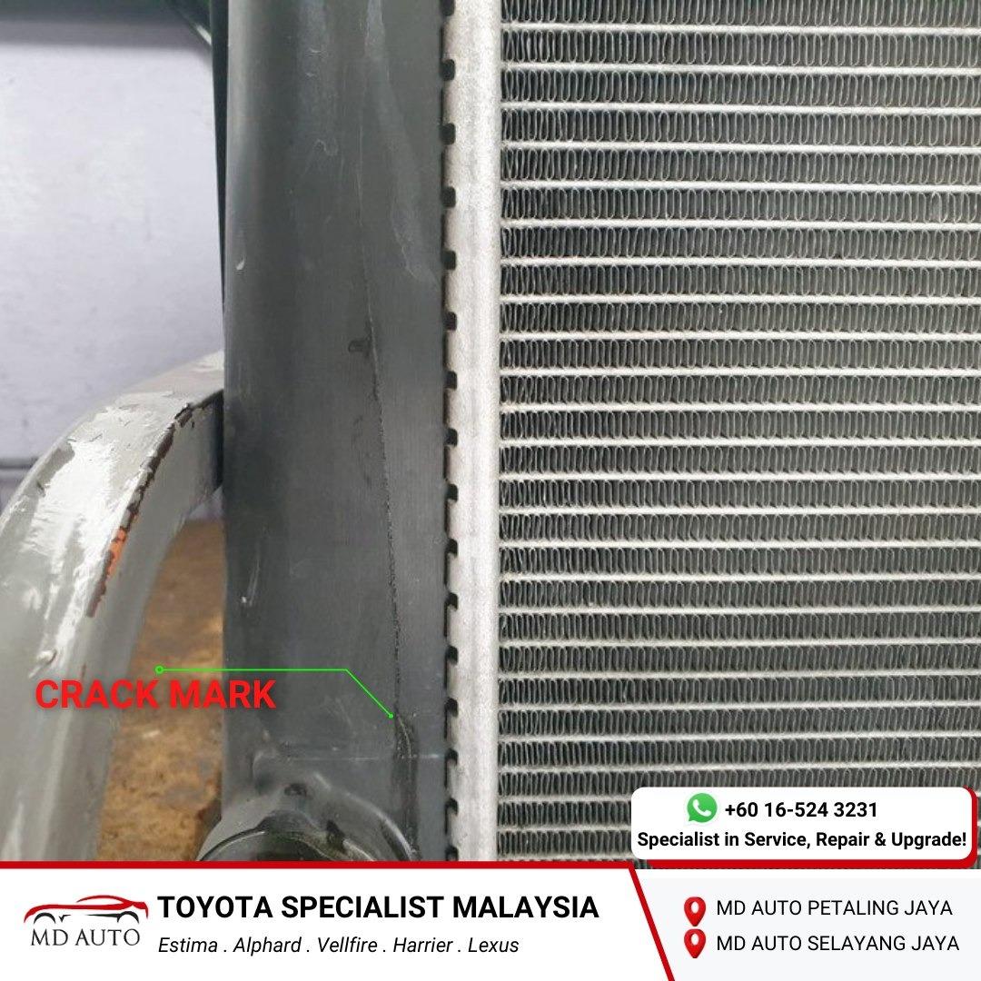 TOYOTA VELLFIRE 2AZFE 2.4CC ENGINE RADIATOR CASING FOUND CRACK & LEFT