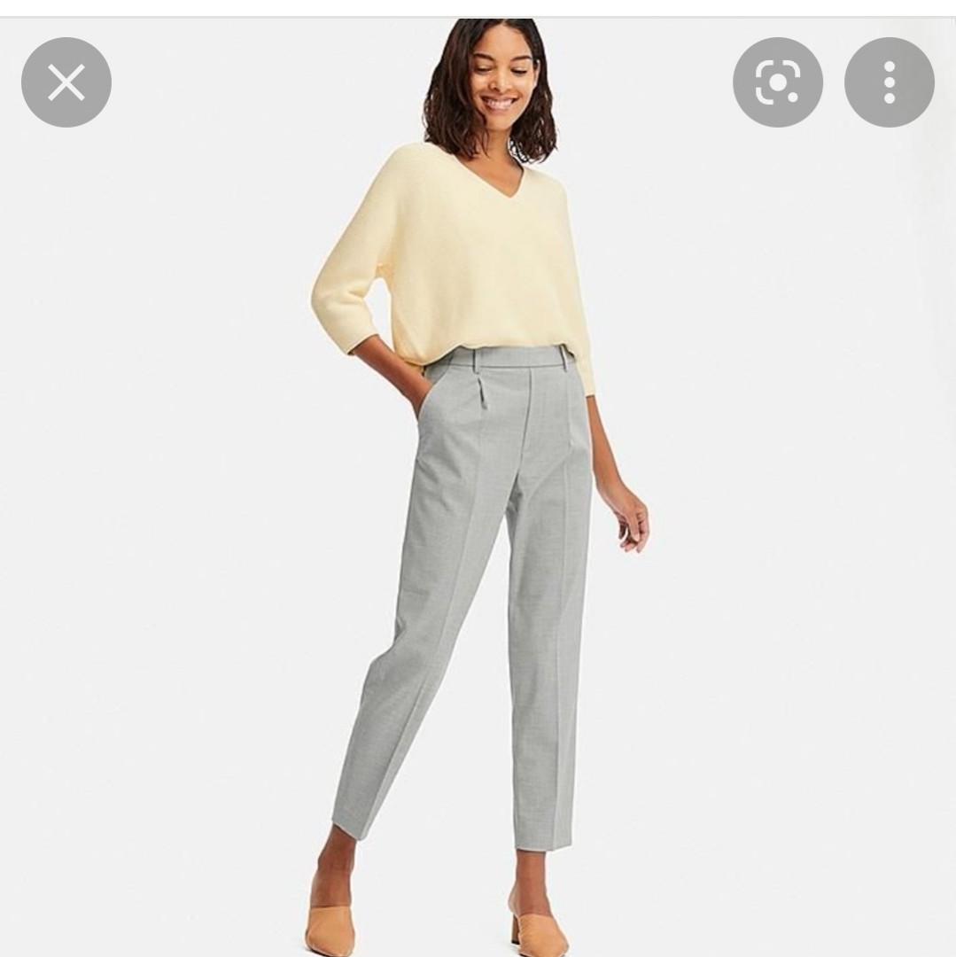 Uniqlo tucked ezy ankle pants gray, Women's Fashion, Bottoms, Other Bottoms  on Carousell