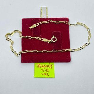 18K Saudi Gold paperclip anklet