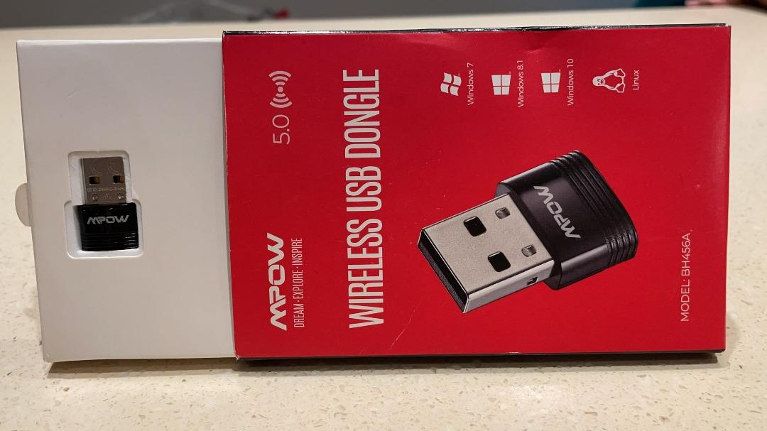 2519 MPOW BH456A Wireless Dongle 5.0 USB Adapter Bluetooth Dongle Supports Windows 7 8.1 10 for Desktop Laptop Mouse Keyboard Printers