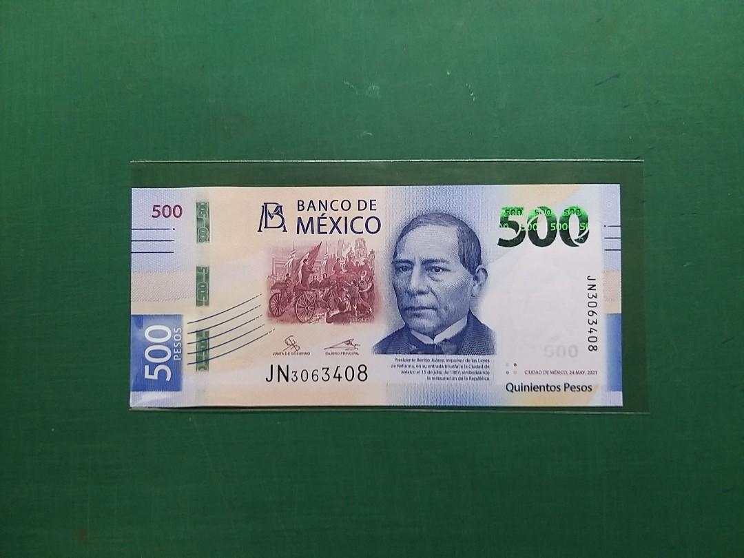 2021年{美洲}墨西哥500比索紙鈔JN3063408全新直版UNC級, 興趣及遊戲, 收藏品及紀念品, 錢幣- Carousell