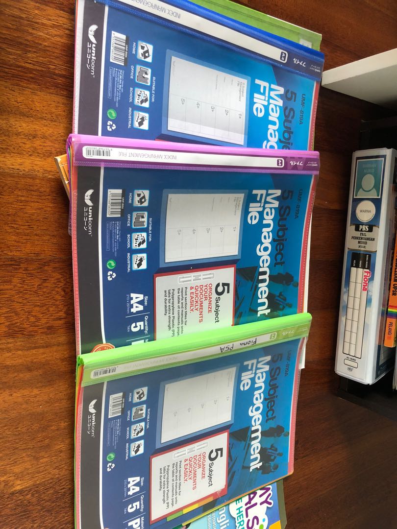 5 subject management file(folder), Hobbies & Toys, Stationery & Craft ...