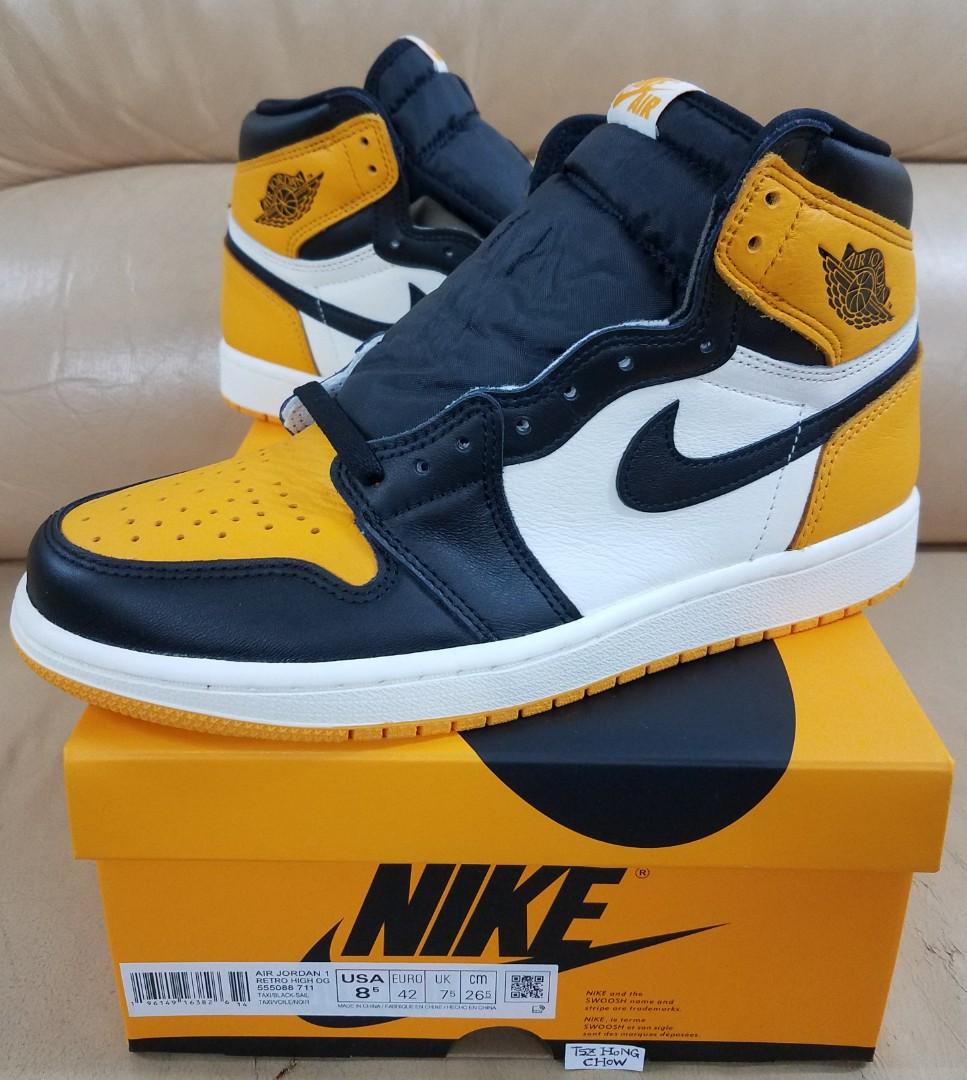 我加錢換優先/售Air Jordan 1 High OG (Yellow Toe/Taxi/黃黑白) us8.5