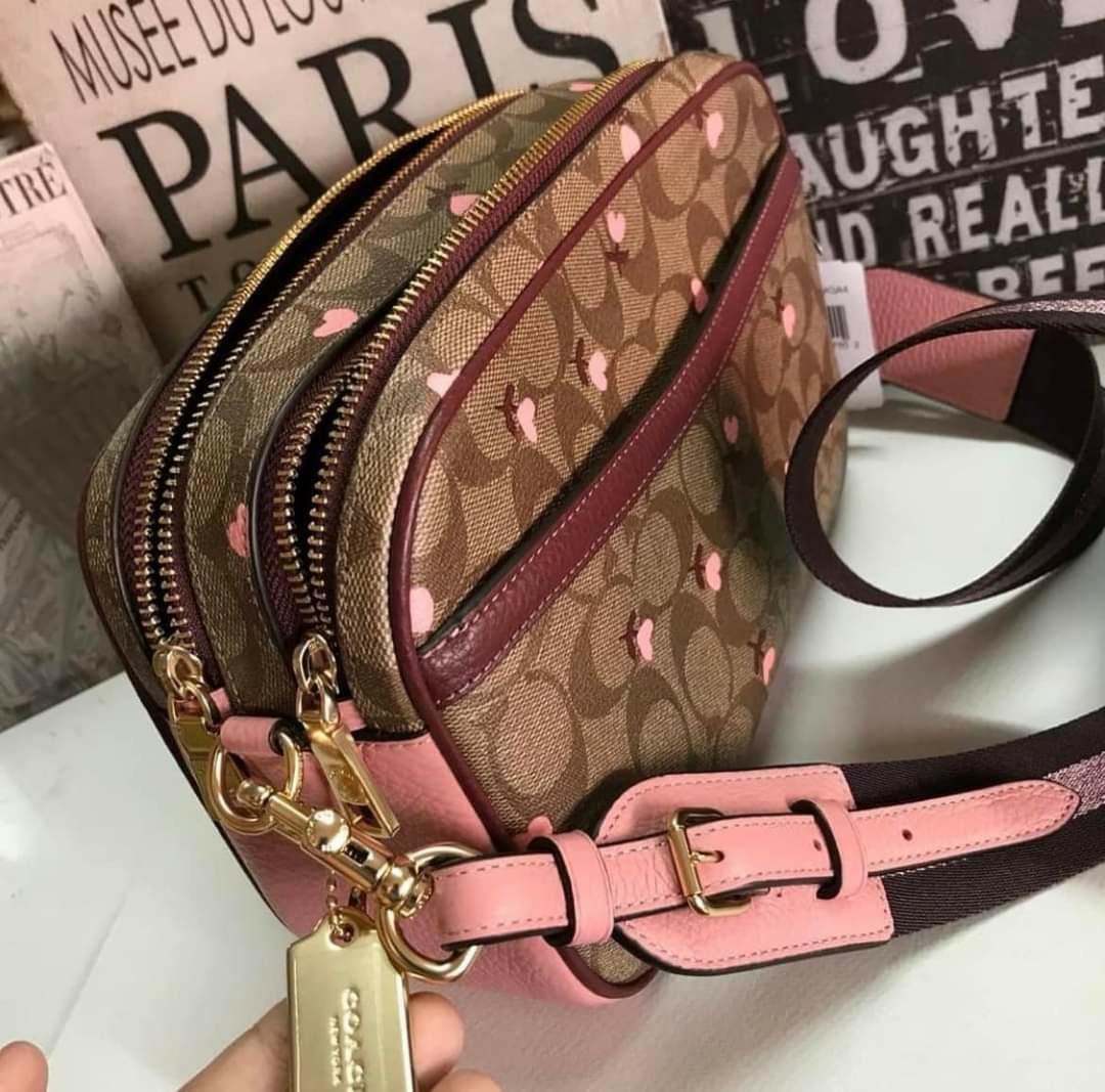 Jes crossbody in signature canvas with heart floral print online