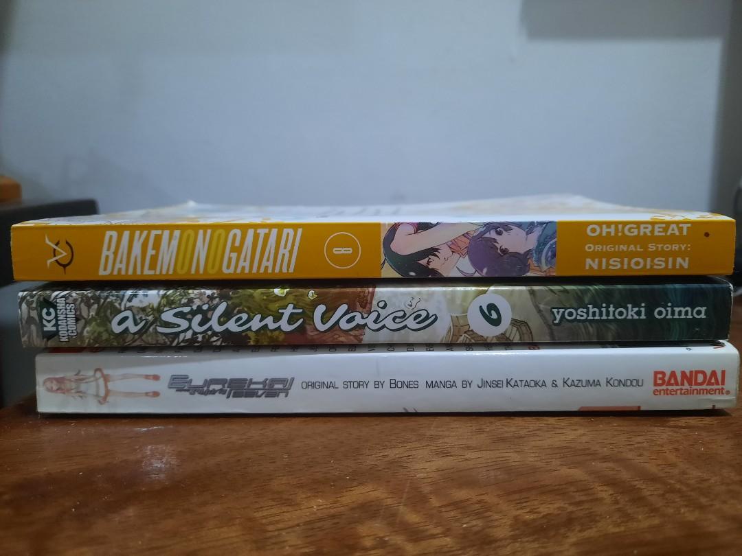 Assorted Manga (Bakemonogatari, A Silent Voice) (Category: Comics & Manga) located in Marikina City. Submitted by phorts (Listing ID 1179519574, Image 1). Description: Bakemonogatari Vol. 8 - PHP 350 A Silent Voice Vol. 6 - PHP 350 Eureka Seven Vol. 2 - SOLD.