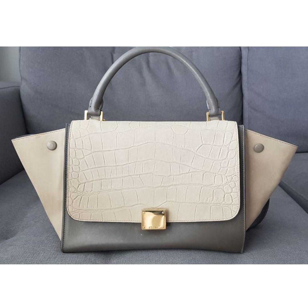 Celine trapeze croc embossed store