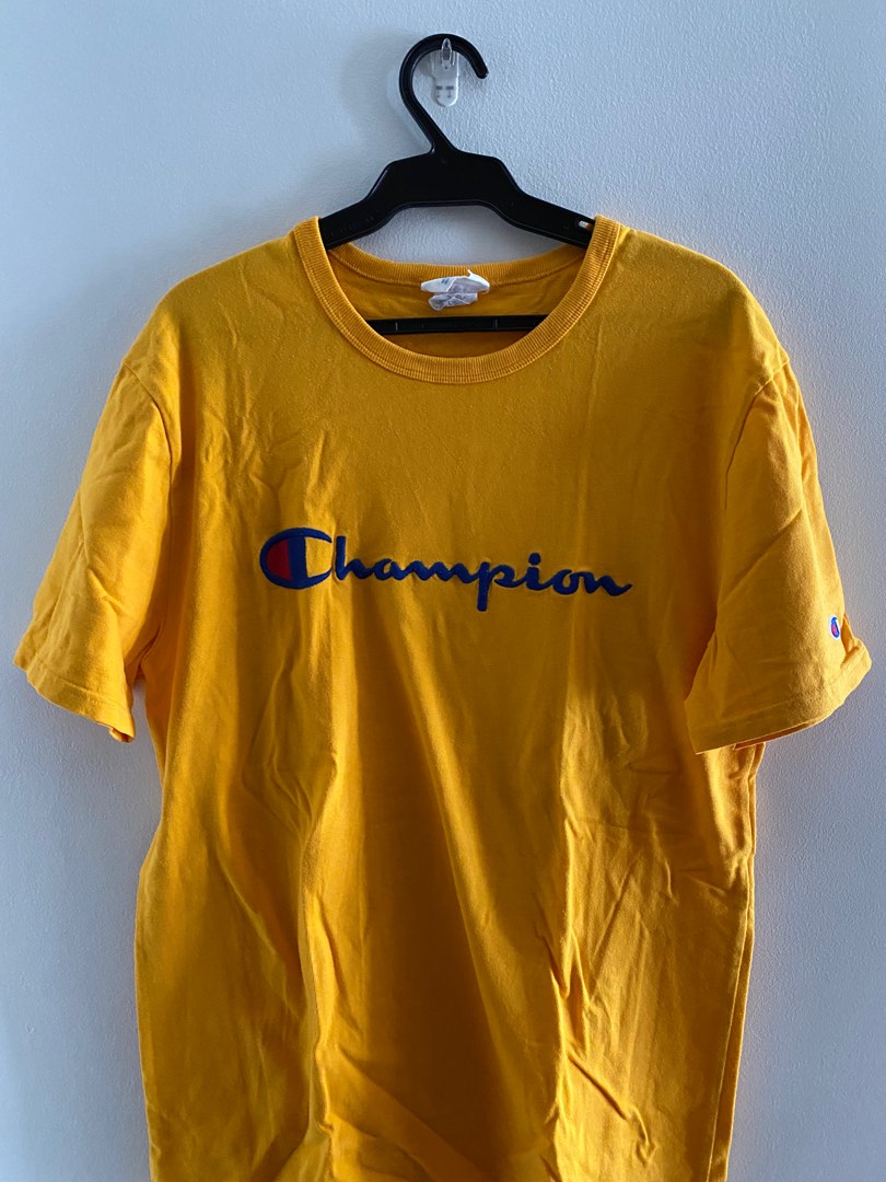 London Ring tilbage faglært AUTHENTIC CHAMPION Yellow T-Shirt, Men's Fashion, Tops & Sets, Tshirts &  Polo Shirts on Carousell