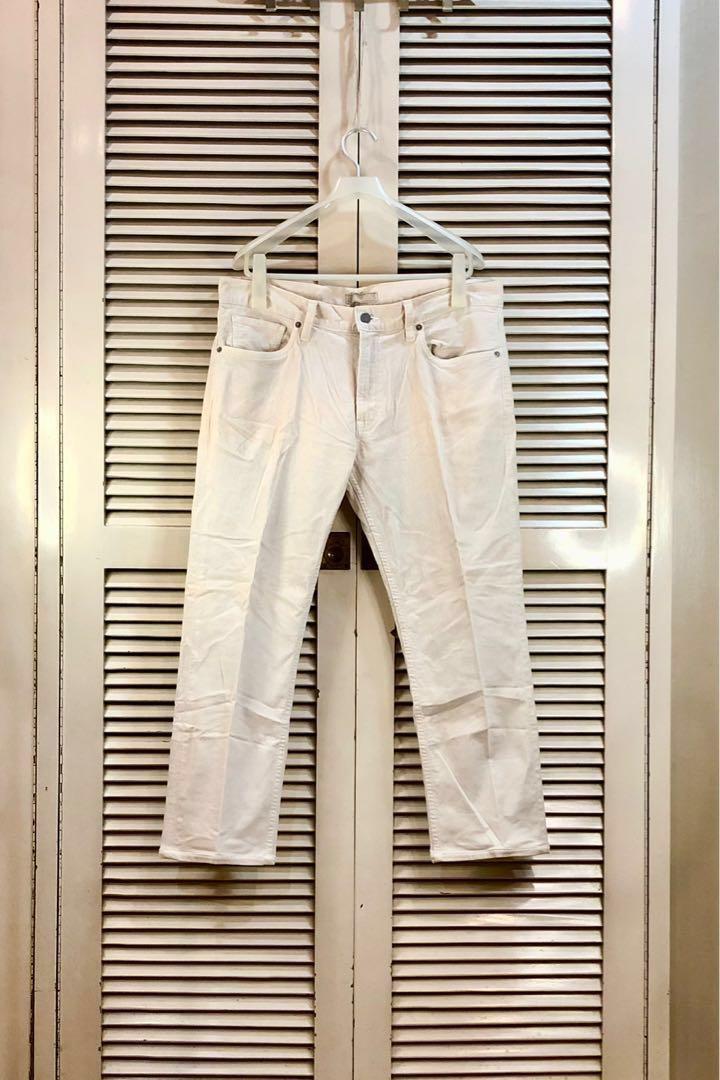 AUTHENTIC UNIQLO CREAM SLIM/STRAIGHT CORDUROY JEANS, Men's Fashion