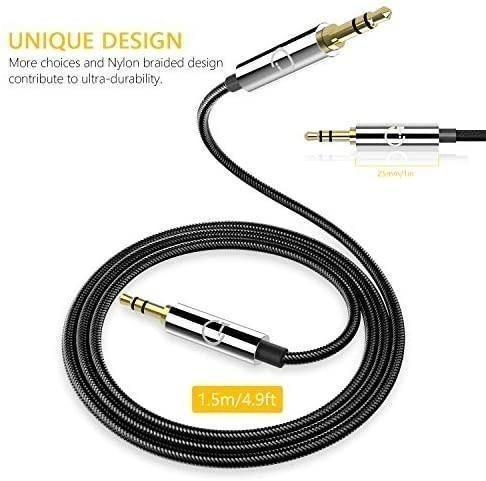 B891] Gritin Aux Cable, Audio Cable, 1.5m 3.5mm Stereo Nylon Braided Premium  Auxiliary Aux Audio Cable for Headphones, iPods, iPhones, iPads, Home/Car  Stereos and more, Computers & Tech, Parts & Accessories, Cables