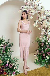 BNWT Carrislabelle Satin Cowl Neck Midaxi (Champagne Rose, Size S) (OOS on website)