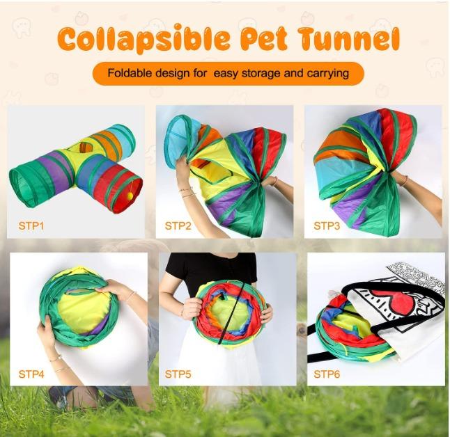 Cat Guinea pig Bunny Tunnels & Tubes Collapsible 3 Way Bunny Hideout