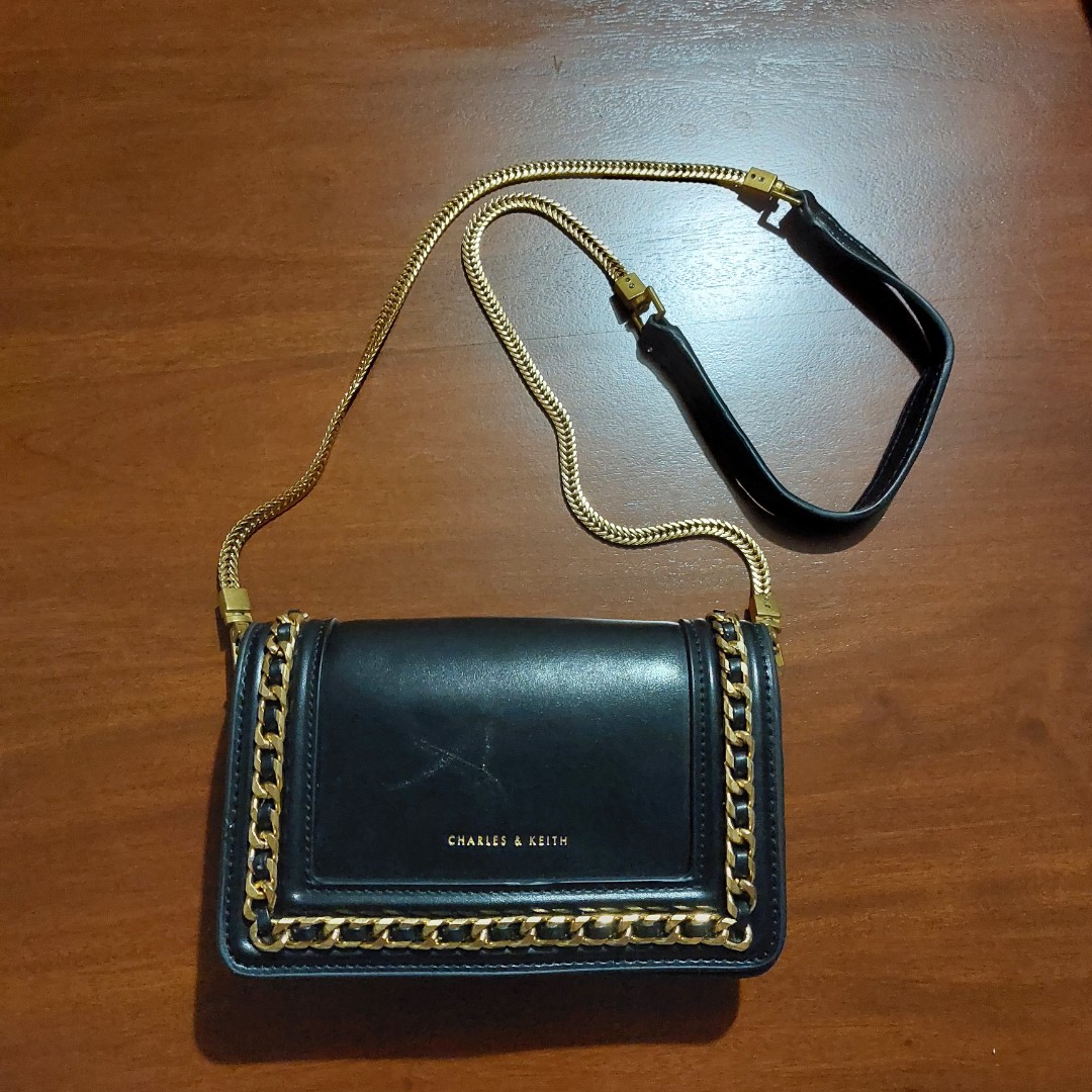 ORIGINAL Charles & Keith Black Sling bag, Women's Fashion, Bags & Wallets,  Cross-body Bags on Carousell
