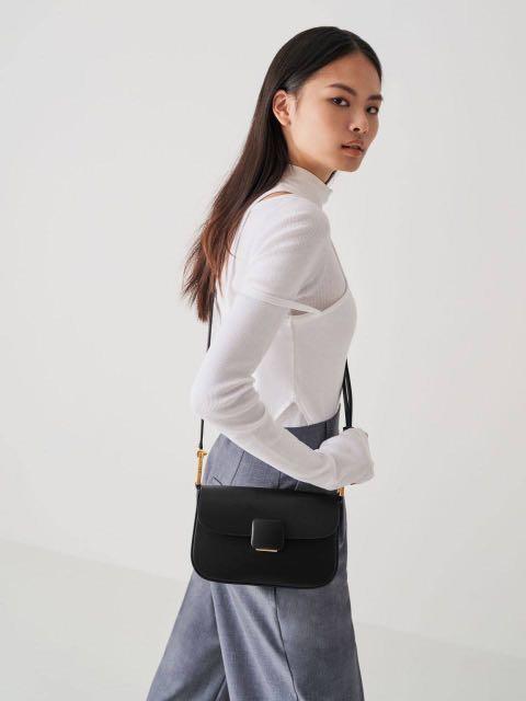 Charles & Keith Women's Koa Square Push-Lock Shoulder Bag