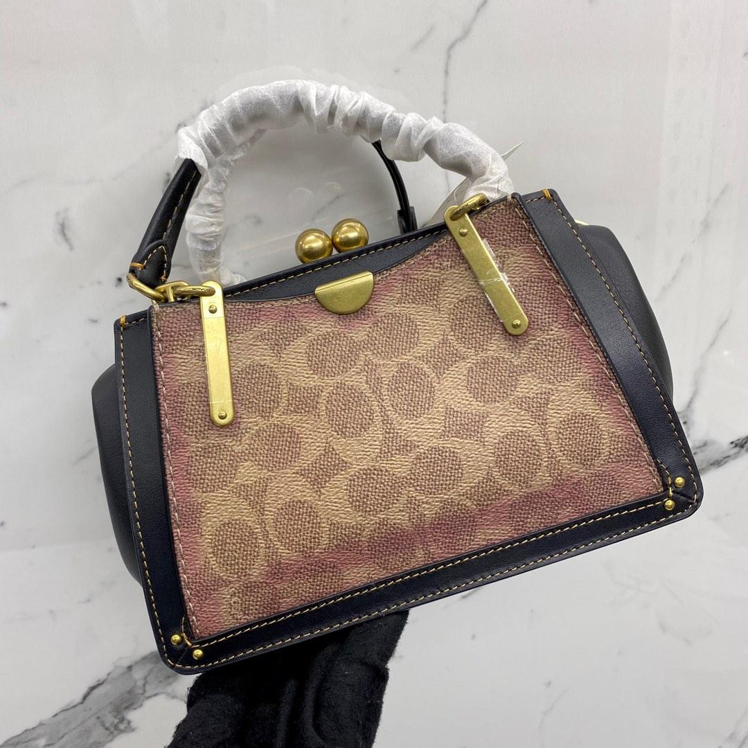 COACH BLACK LEATHER KISSLOCK DREAMER 21 73936 2WAY SHOULDER BAG 227017329