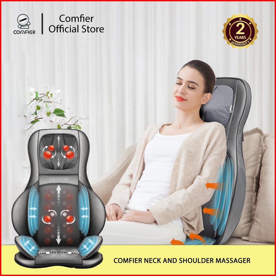COMFIER Shiatsu Massager Chair Pad with Compress Rolling Kneading with